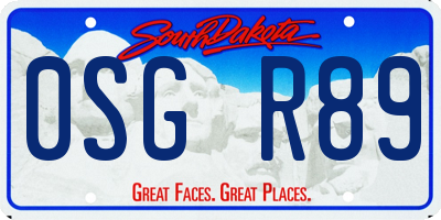SD license plate 0SGR89