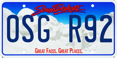 SD license plate 0SGR92