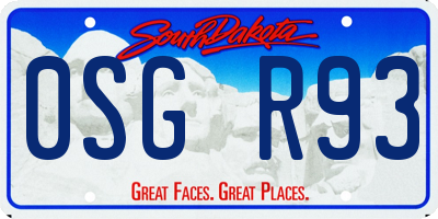 SD license plate 0SGR93