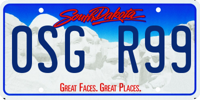 SD license plate 0SGR99