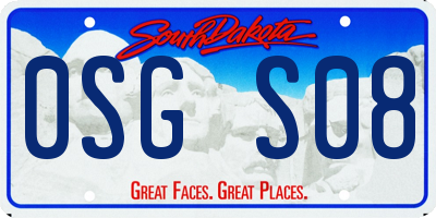 SD license plate 0SGS08