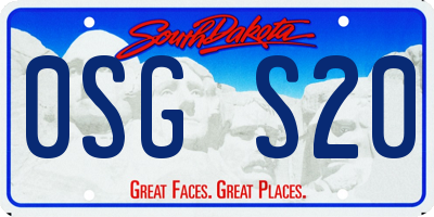 SD license plate 0SGS20