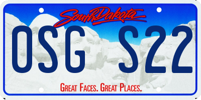 SD license plate 0SGS22
