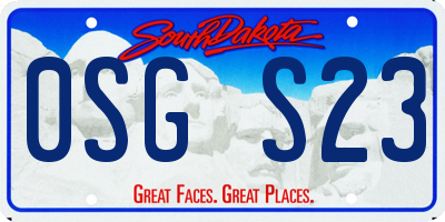 SD license plate 0SGS23