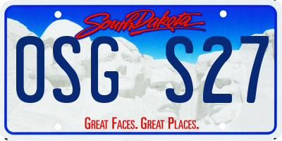 SD license plate 0SGS27