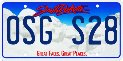 SD license plate 0SGS28