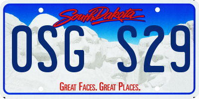 SD license plate 0SGS29