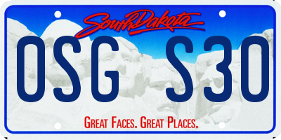 SD license plate 0SGS30