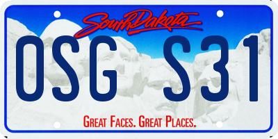 SD license plate 0SGS31