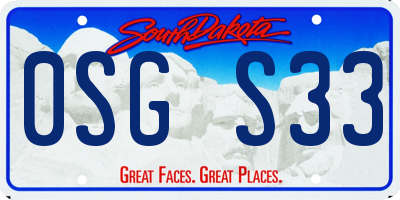 SD license plate 0SGS33