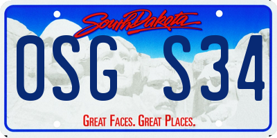 SD license plate 0SGS34