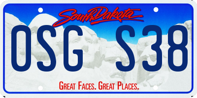 SD license plate 0SGS38