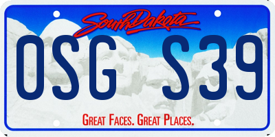 SD license plate 0SGS39
