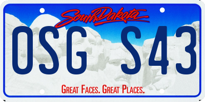 SD license plate 0SGS43