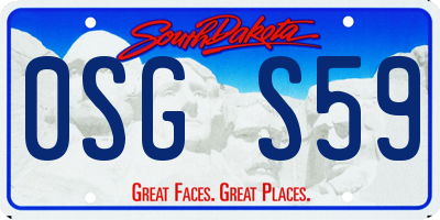 SD license plate 0SGS59