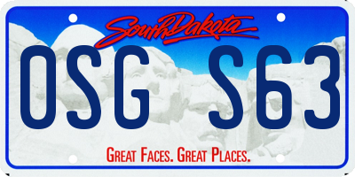 SD license plate 0SGS63