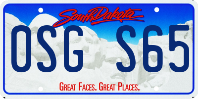 SD license plate 0SGS65