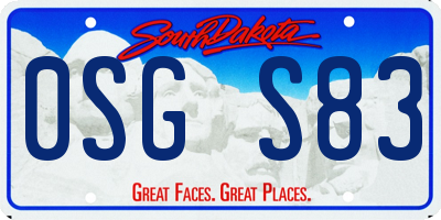 SD license plate 0SGS83