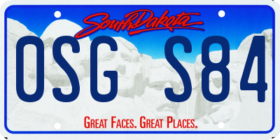 SD license plate 0SGS84