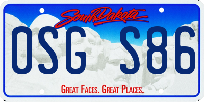 SD license plate 0SGS86