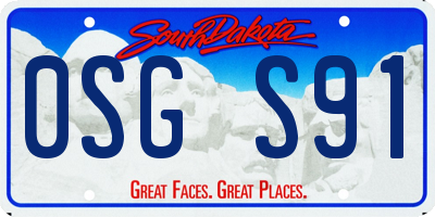 SD license plate 0SGS91