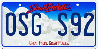SD license plate 0SGS92