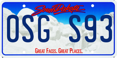 SD license plate 0SGS93