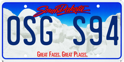 SD license plate 0SGS94