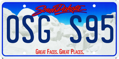 SD license plate 0SGS95