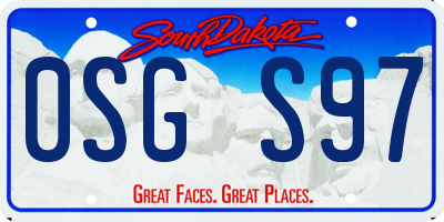 SD license plate 0SGS97