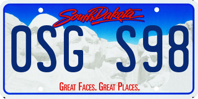SD license plate 0SGS98