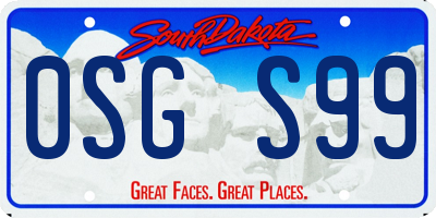 SD license plate 0SGS99