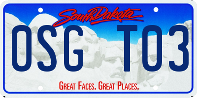 SD license plate 0SGT03