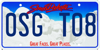SD license plate 0SGT08