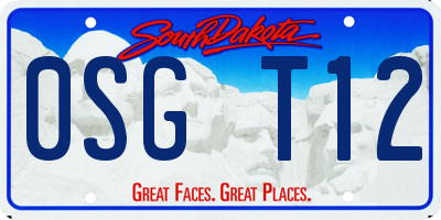 SD license plate 0SGT12
