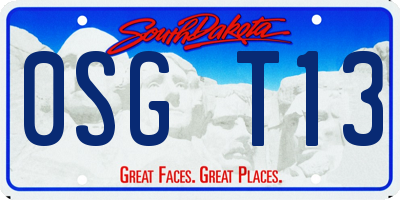 SD license plate 0SGT13