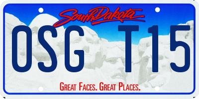 SD license plate 0SGT15