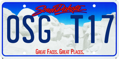 SD license plate 0SGT17