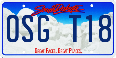 SD license plate 0SGT18
