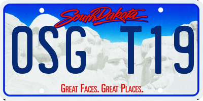 SD license plate 0SGT19