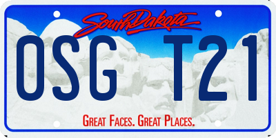 SD license plate 0SGT21