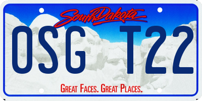 SD license plate 0SGT22