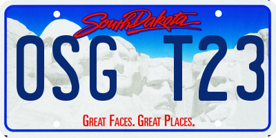 SD license plate 0SGT23