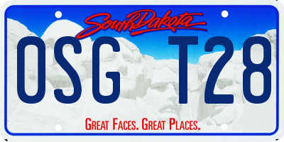 SD license plate 0SGT28