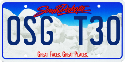 SD license plate 0SGT30