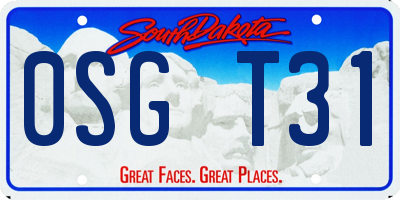SD license plate 0SGT31