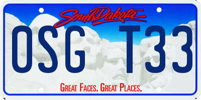 SD license plate 0SGT33