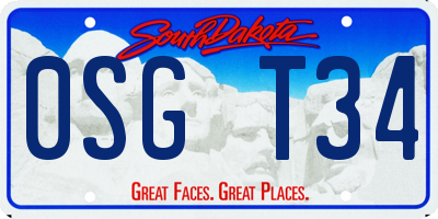 SD license plate 0SGT34