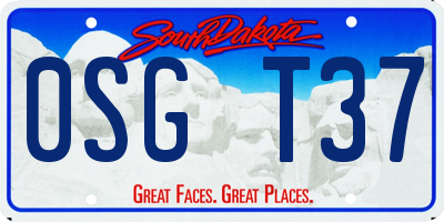 SD license plate 0SGT37