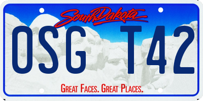 SD license plate 0SGT42